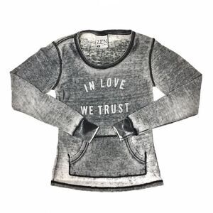 zen distressed light thermal pullover